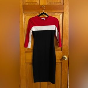 NWT Zara Small Midi Dress Red, White, & Navy